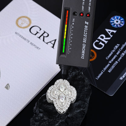 Iced Out Moissanite Flower Ring S925 Hip Hop Men | Caratix
