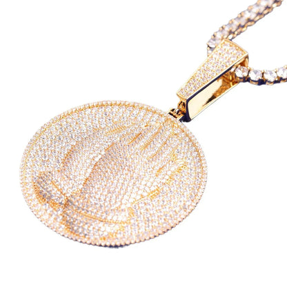 Iced Out Praying Hands Medallion Pendant | Men's Real Copper CZ Necklace - CaratixJewelry