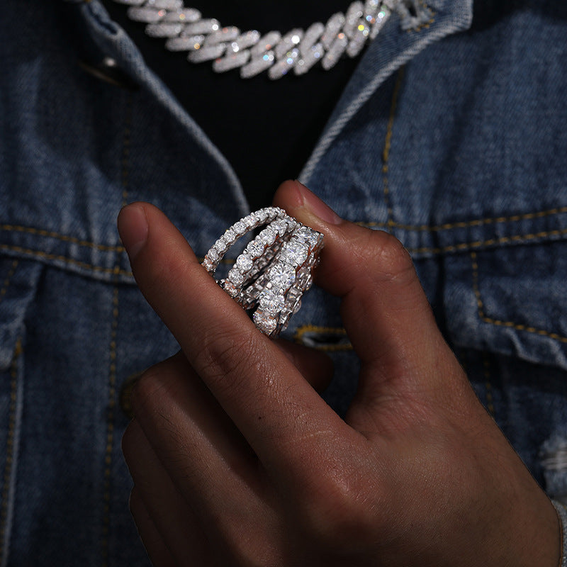 Oval Moissanite Ring S925 Silver Iced Out Hip Hop | Caratix