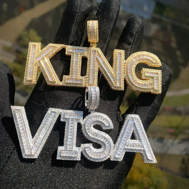 KING Letter Pendant Necklace | Iced Out CZ Hip Hop Unisex Fashion Jewelry - CaratixJewelry