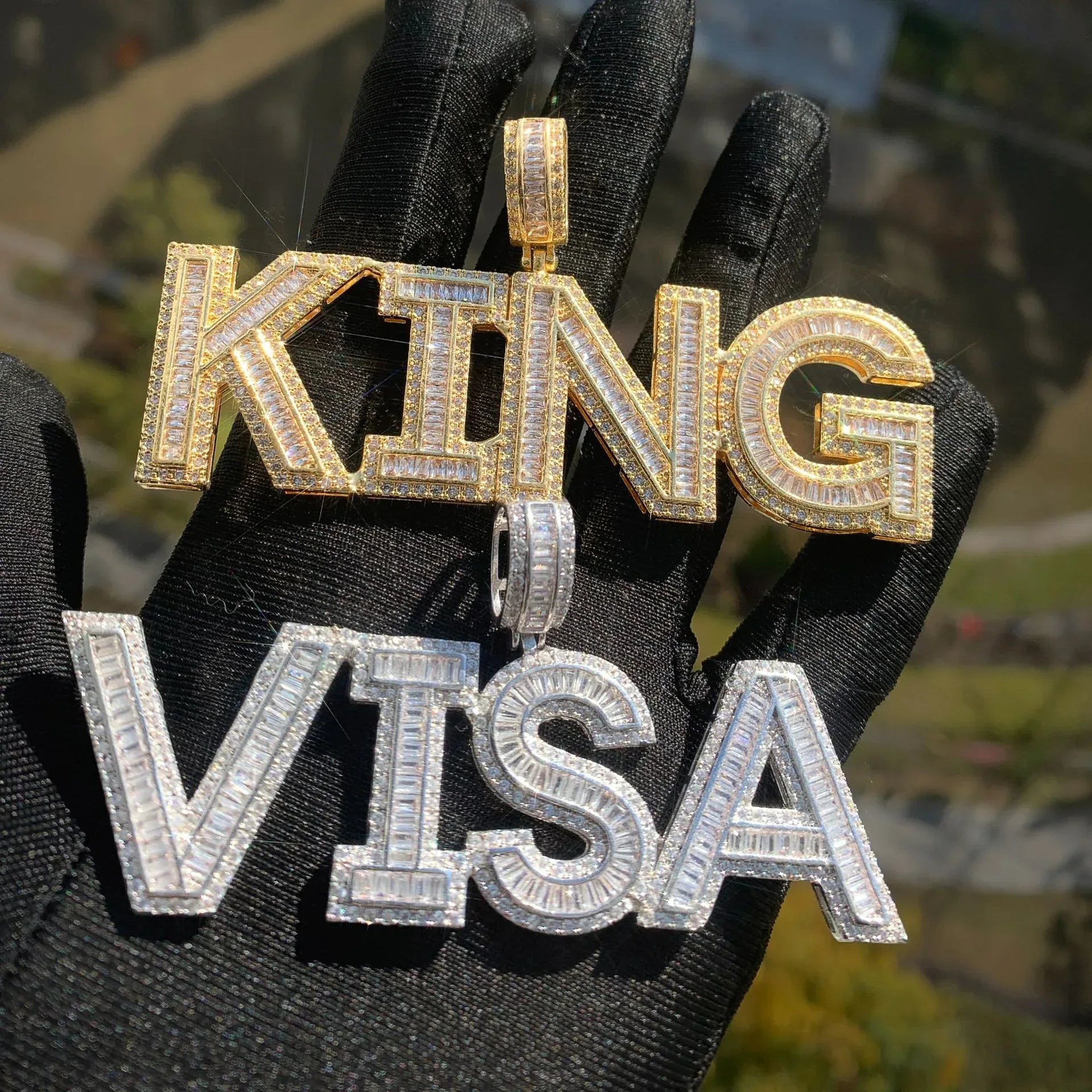 KING Letter Pendant Necklace | Iced Out CZ Hip Hop Unisex Fashion Jewelry - CaratixJewelry