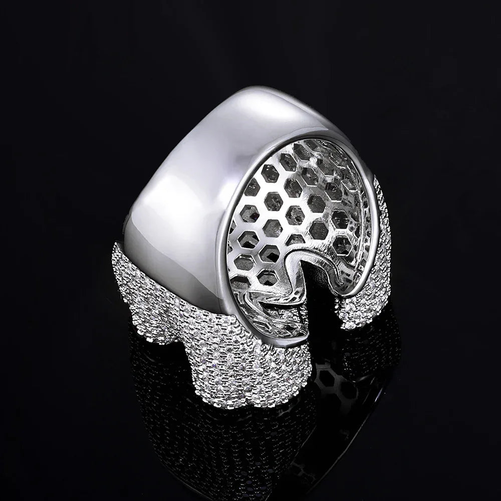 Women's Custom Blue Teardrop Ring | Baguette & Round Hybrid Pave Band | Caratix