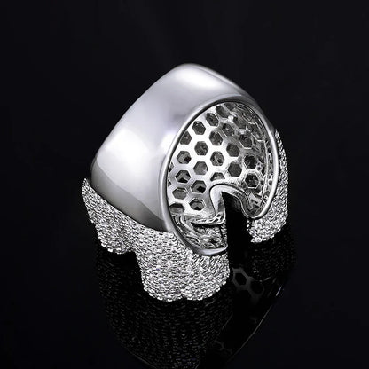 Women's Custom Blue Teardrop Ring | Baguette & Round Hybrid Pave Band | Caratix