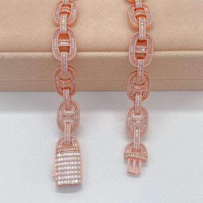15mm Moissanite Cuban Link Necklace | S925 Silver “Pig Nose” Hip Hop Chain - CaratixJewelry