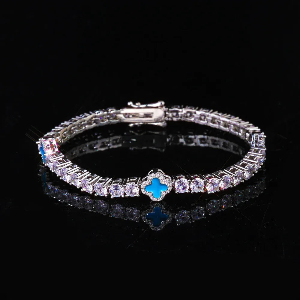 Iced Out Tennis Necklace Zircon Floral Charm Hip Hop Jewelry for Women | Caratix Jewelry - CaratixJewelry