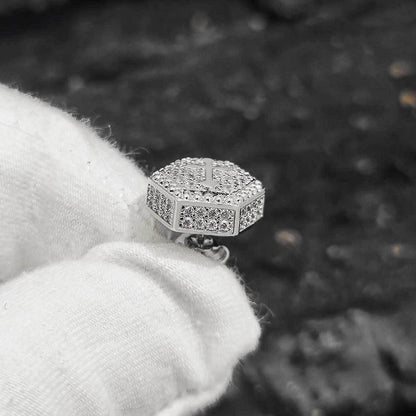 Hexagonal Cross Zircon Stud Earrings for Men and Women | Iced Out Hip Hop Jewelry | Caratix Jewelry - CaratixJewelry