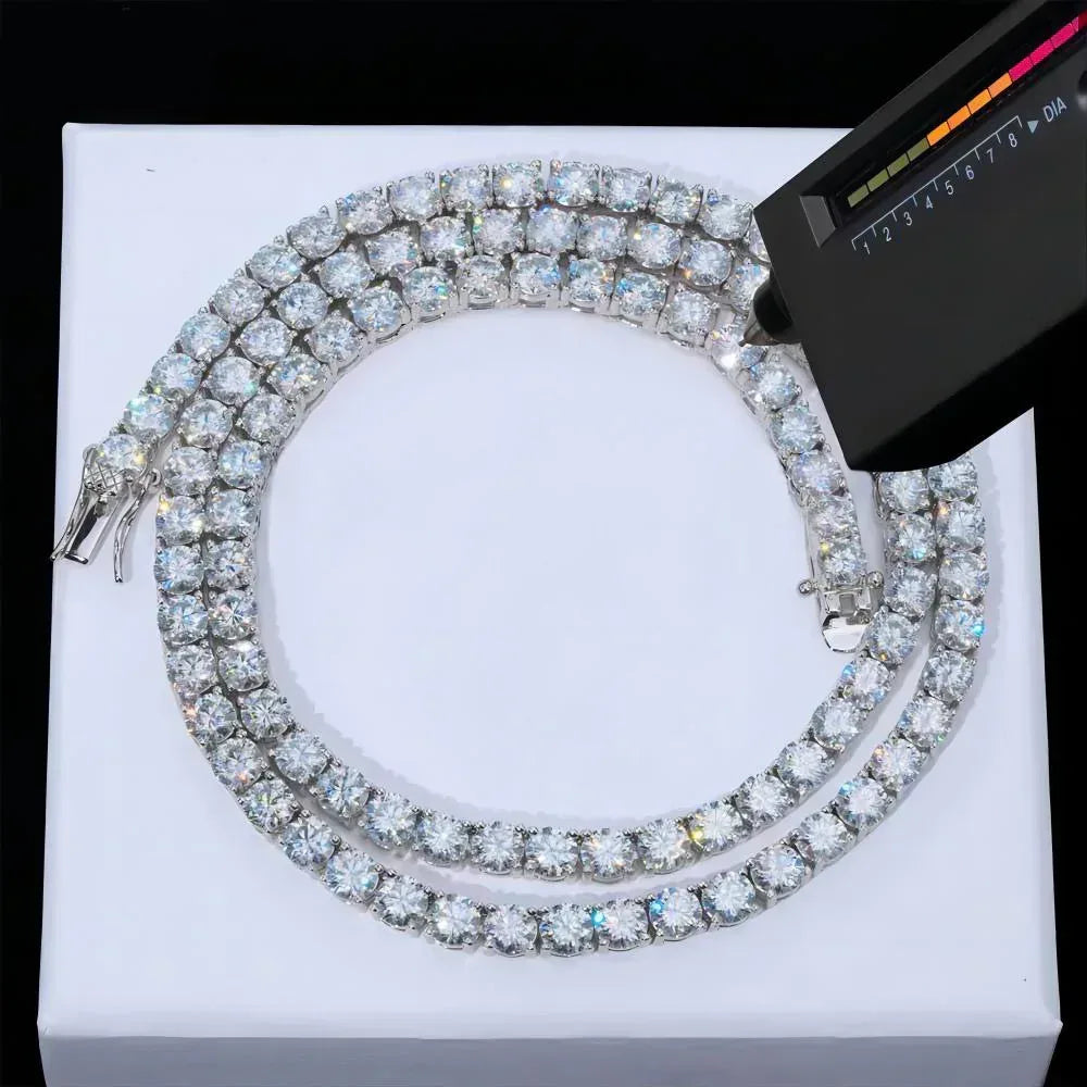 4mm Moissanite Tennis Chain Necklace for Women – S925 Sterling Silver Luxury Hip Hop Jewelry - CaratixJewelry