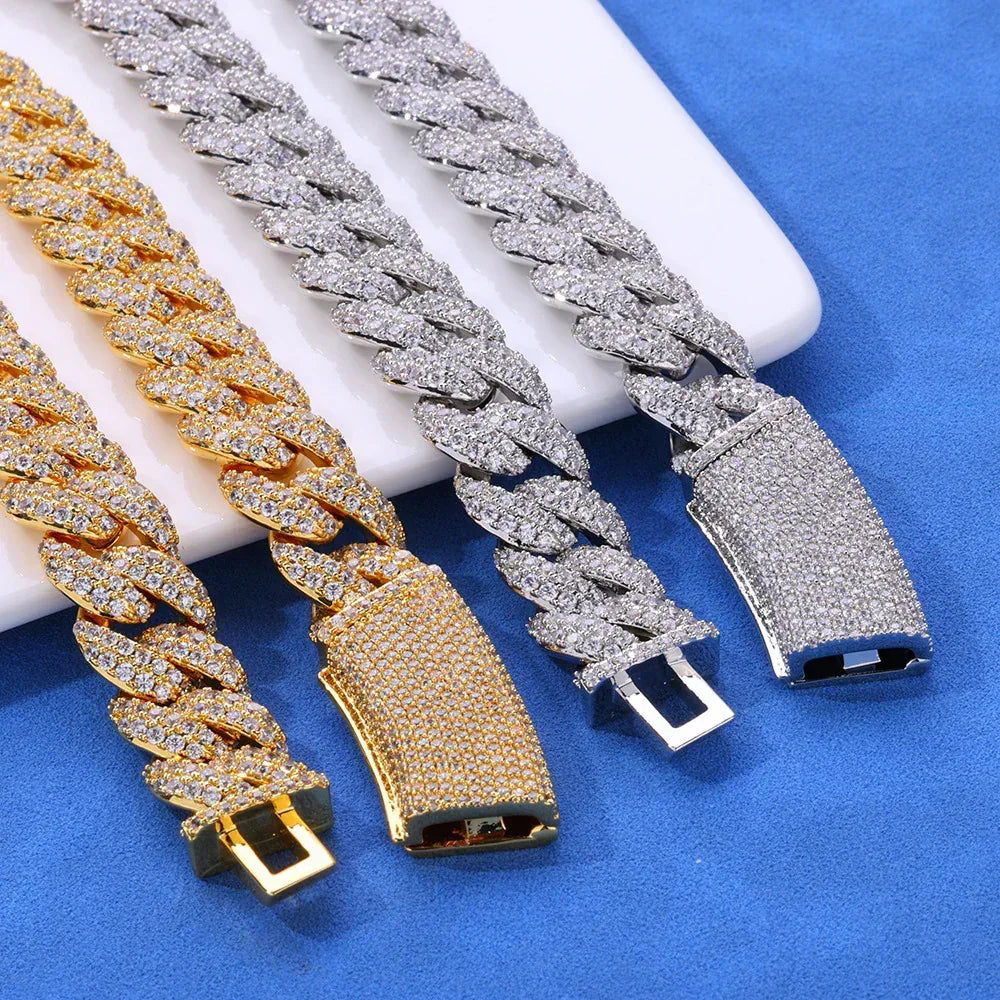 13mm Bubble Moissanite Cuban Link Chain – S925 Sterling Silver Iced-Out Hip Hop Men’s Luxury Streetwear Necklace - CaratixJewelry