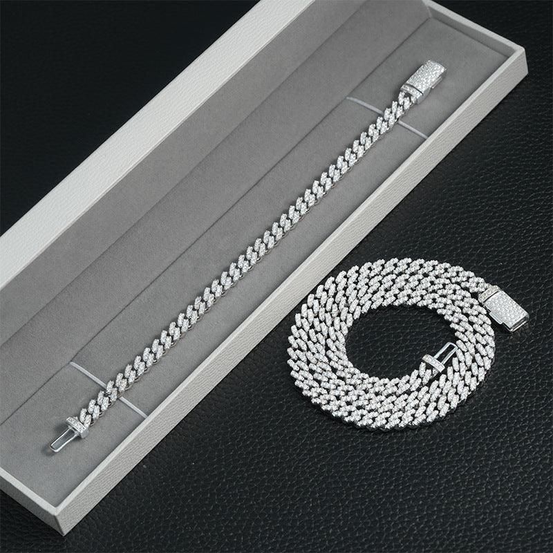 6mm Iced-Out Moissanite Cuban Link Chain – S925 Sterling Silver -Cut Hip Hop Streetwear Necklace - CaratixJewelry