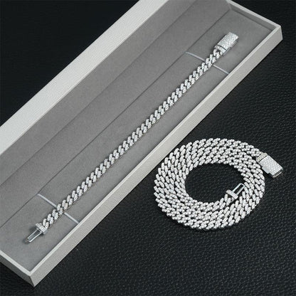 6mm Iced-Out Moissanite Cuban Link Chain – S925 Sterling Silver -Cut Hip Hop Streetwear Necklace - CaratixJewelry