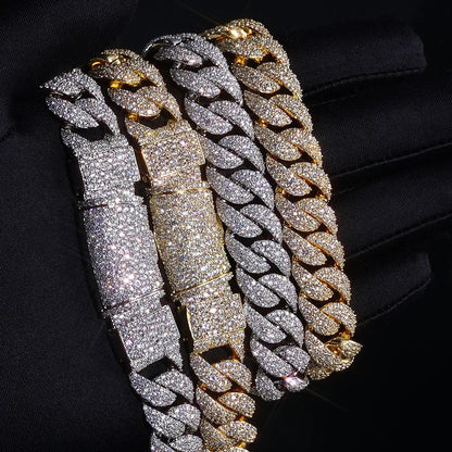 14mm Cuban Link Hip Hop Bracelet Rapper Iced Out Chain Style - CaratixJewelry