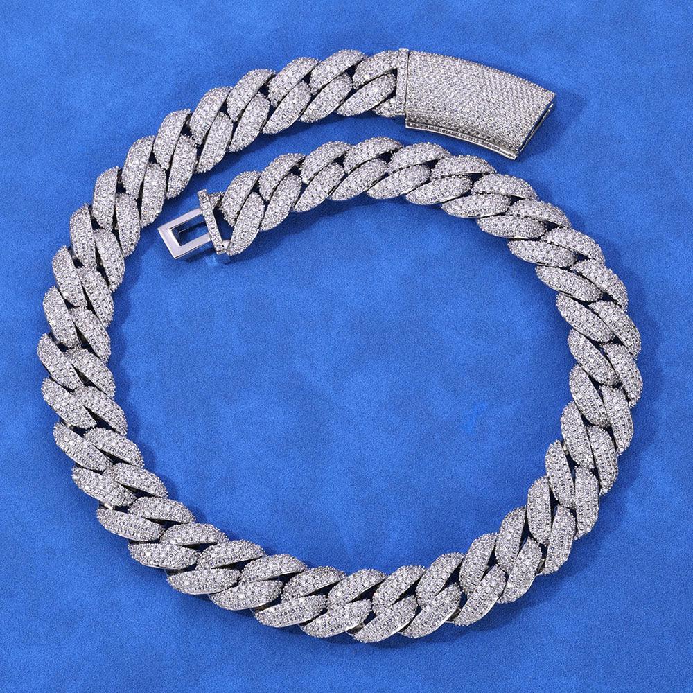 Triple-Row Moissanite Bubble Cuban Link Chain – Custom S925 Sterling Silver Iced-Out Hip Hop Men’s Luxury Streetwear Necklace - CaratixJewelry