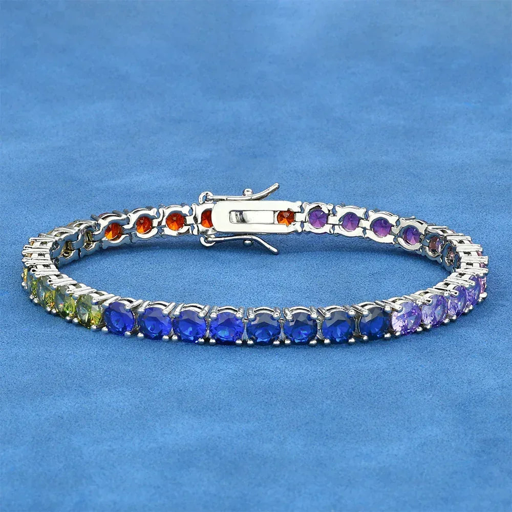 5mm Colorful Zircon Tennis Chain Bracelet Hip Hop Jewelry for Men | Caratix Jewelry - CaratixJewelry