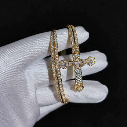 Justice Sword Cross Bracelet with Zircon Stones for Men | High-End Hip Hop Jewelry | Caratix Jewelry - CaratixJewelry