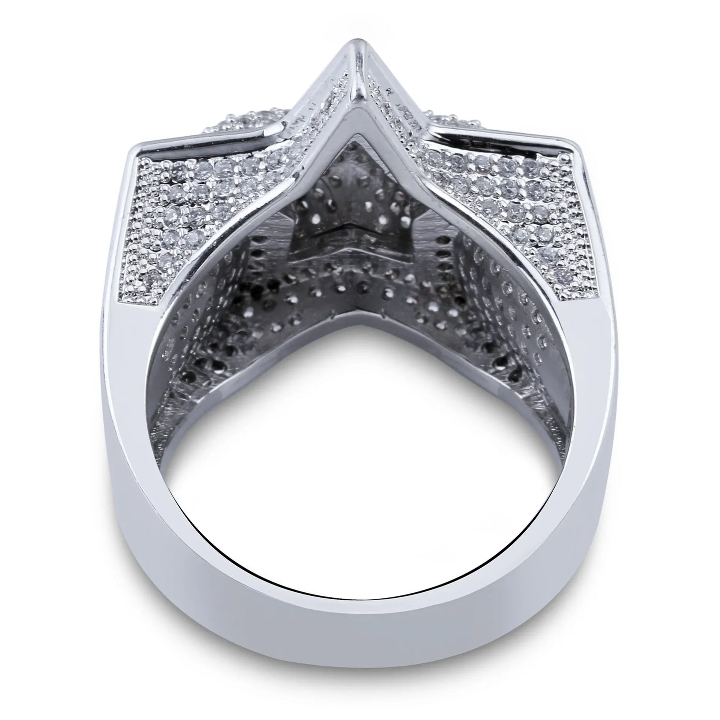 Men's Iced Out 3D Star Ring | Hip Hop Pentagram Signet Band | Caratix