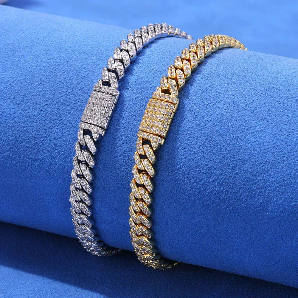 6mm Iced Out Cuban Bracelet Single Row Zircon for Men | Caratix Jewelry - CaratixJewelry