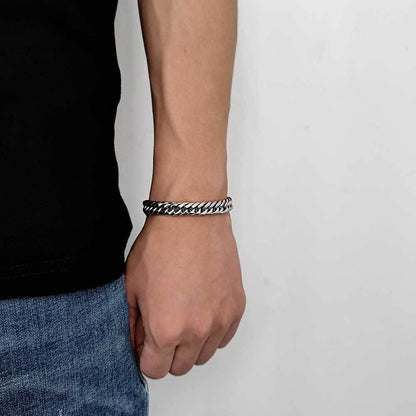 7mm & 9mm Double Weave Cuban Chain Bracelet - CaratixJewelry