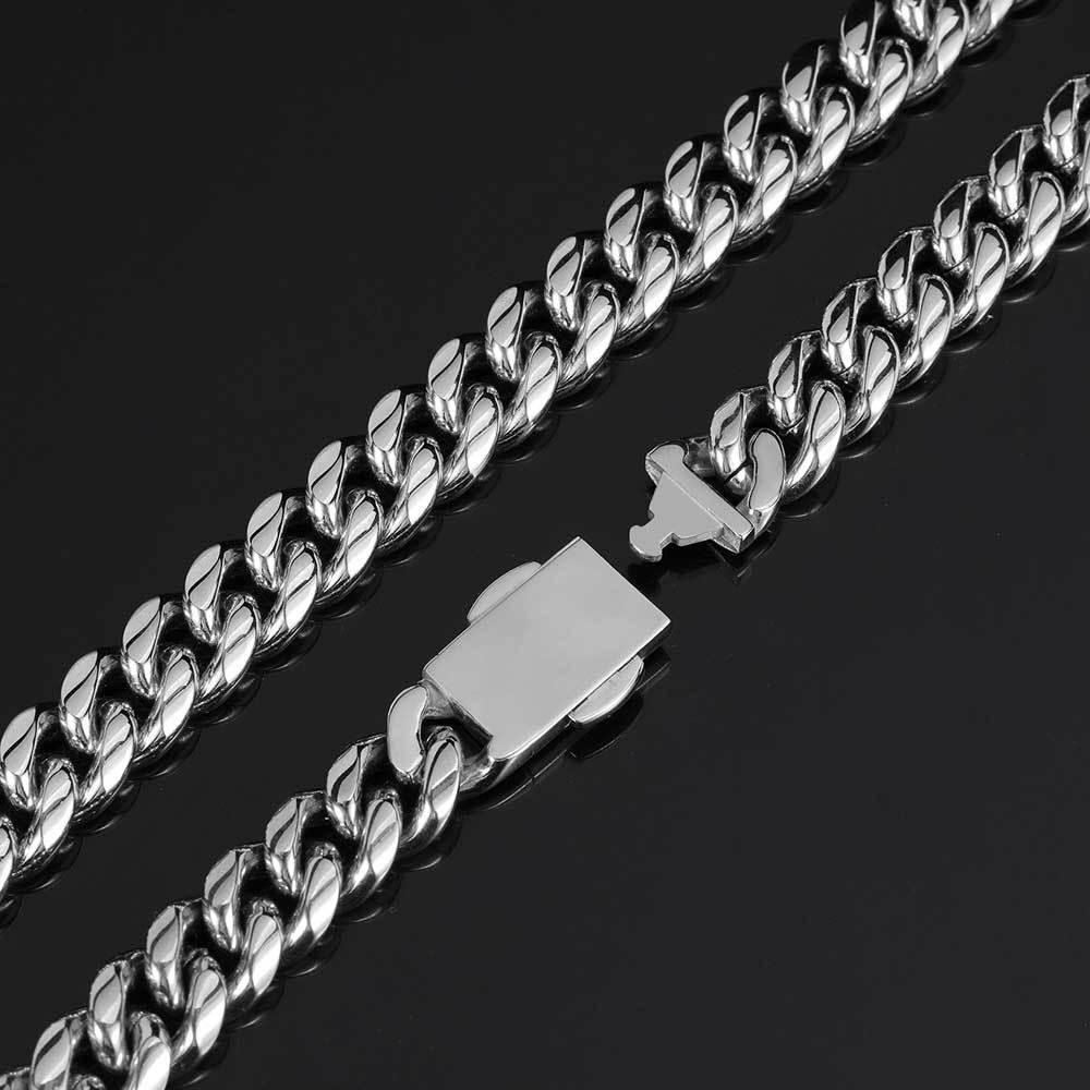 12mm Rounded Cuban Chain Stainless Steel Rapper Necklace for Men | Caratix Jewelry - CaratixJewelry