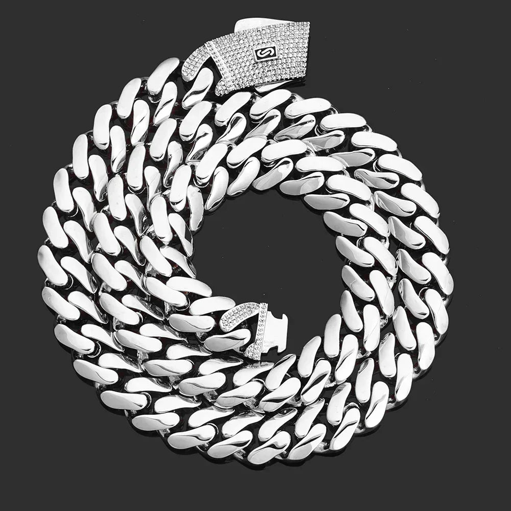 Polished Cuban Chain Necklace 14K Gold Tone Hip Hop Jewelry for Men | Caratix Jewelry - CaratixJewelry