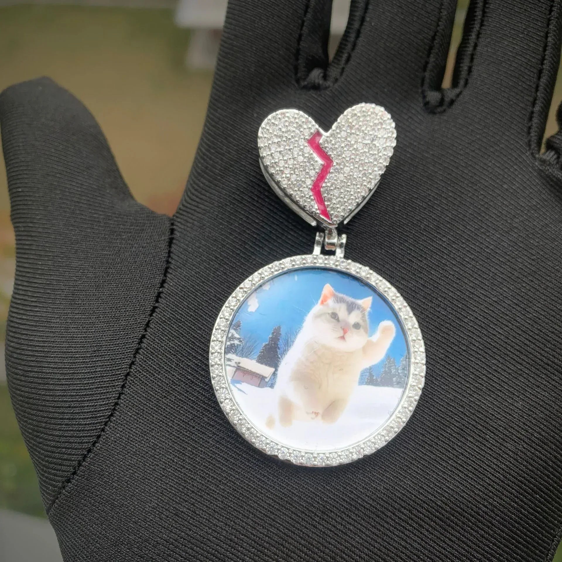 Epoxy Photo Pendant Necklace | Iced Out CZ Custom Picture Hip Hop DIY Jewelry - CaratixJewelry