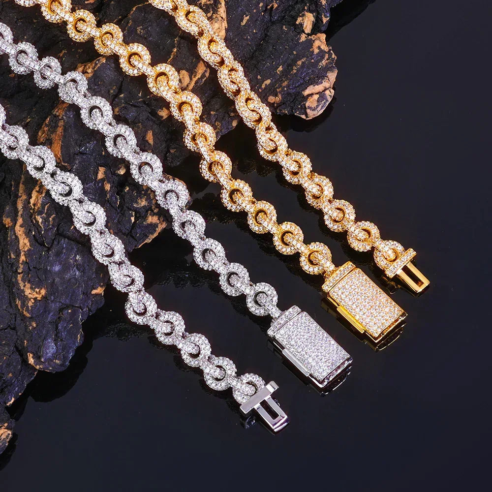 Custom 8mm Iced-out O-Link Necklace | Modern Rapper Iced Out Chain with Fold-over Clasp | Caratix - CaratixJewelry