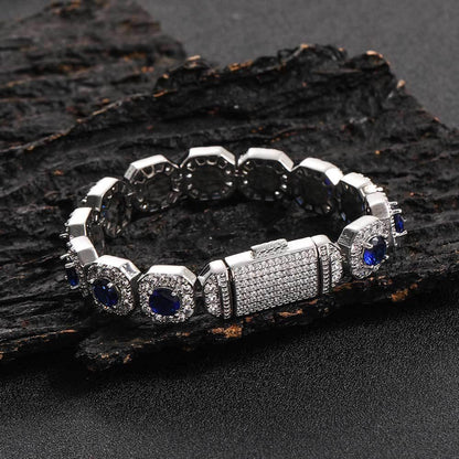 12mm Iced Out Candy Cuban Bracelet Colorful Zircon Hip Hop Jewelry for Men | Caratix Jewelry - CaratixJewelry