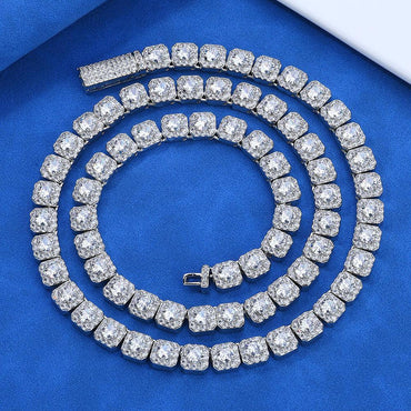 7mm Ice Cube Moissanite Cuban Link Chain – S925 Sterling Silver Iced-Out Hip Hop Men’s Luxury Streetwear Necklace - CaratixJewelry
