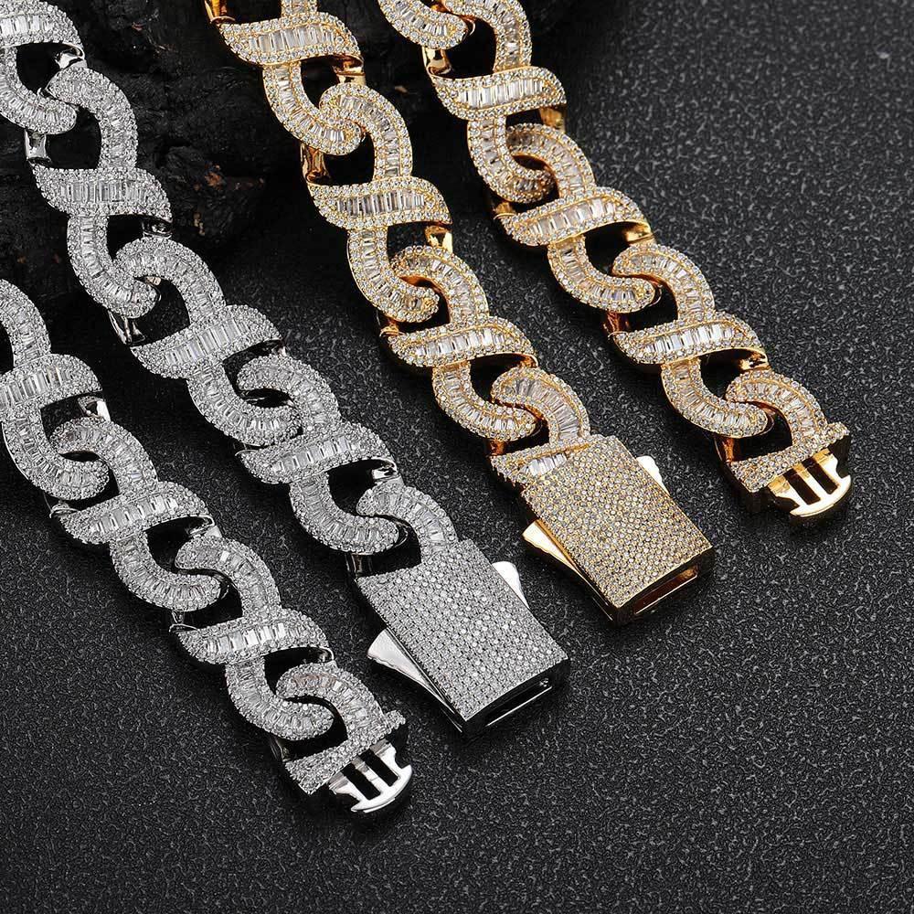 Infinity 8 Link Cuban Chain Bracelet with T-Shaped Zircon - CaratixJewelry