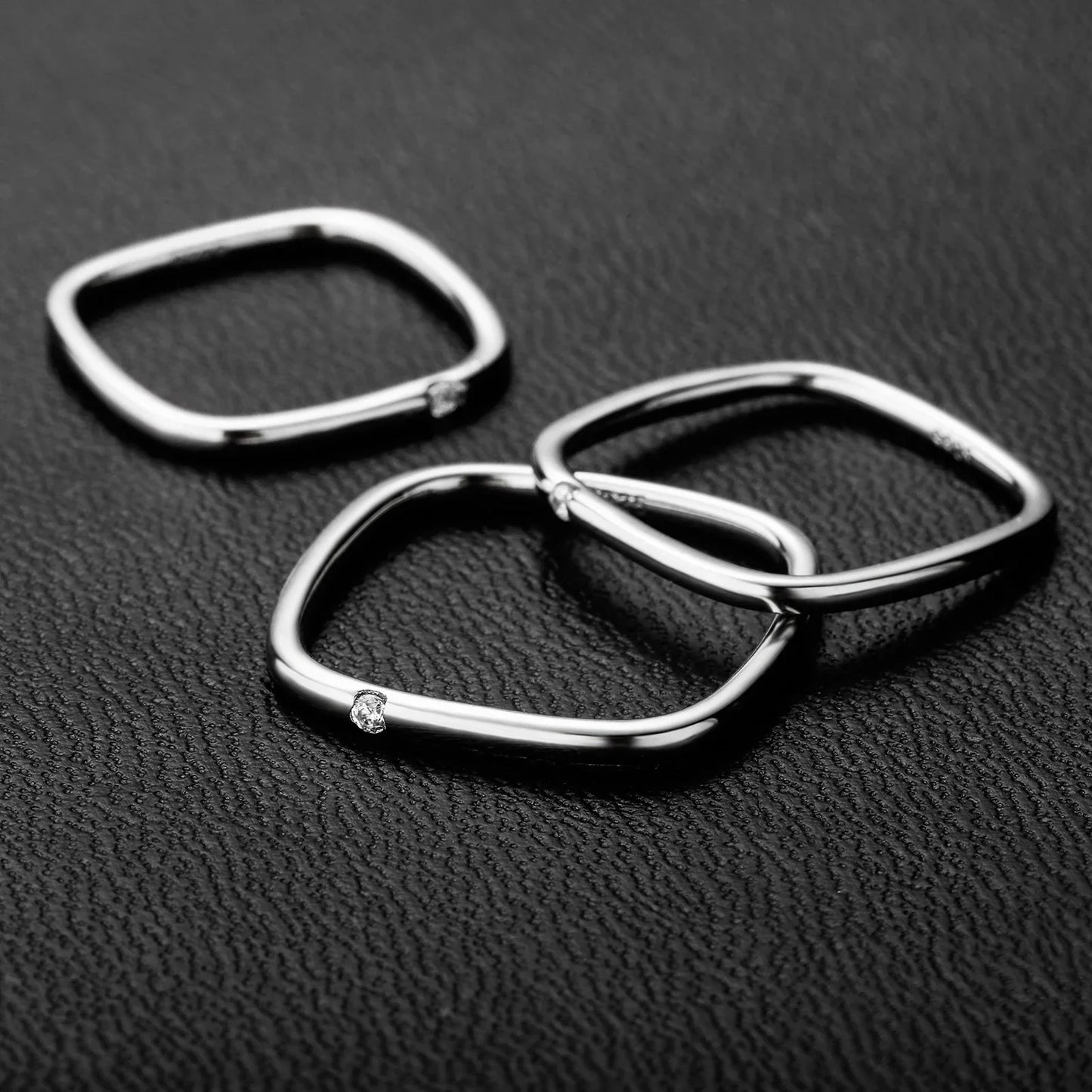 S925 Sterling Silver Square Zirconia Ring | Unisex Solitaire Band | Caratix