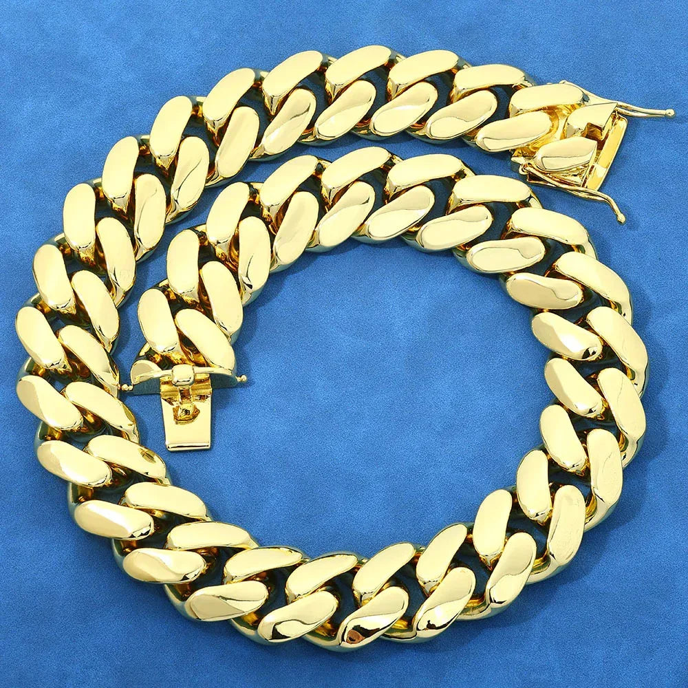 Custom Plain Solid Cuban Link Necklace for Rapper | Iced Out Chain Style - CaratixJewelry