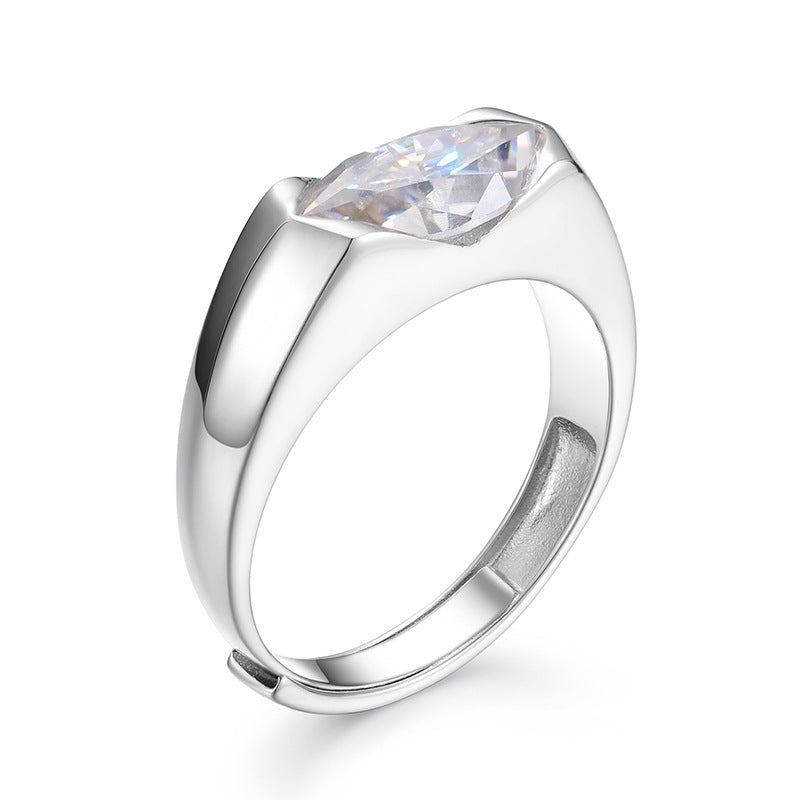 Moissanite Eye of Horus Ring 925 Silver Adjustable | Caratix