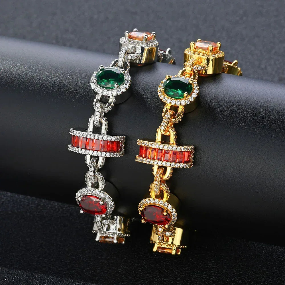 Custom Colored Gemstone Bracelet for Men | High-End Hip Hop Jewelry – Caratix Jewelry - CaratixJewelry