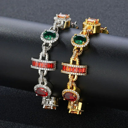 Custom Colored Gemstone Bracelet for Men | High-End Hip Hop Jewelry – Caratix Jewelry - CaratixJewelry