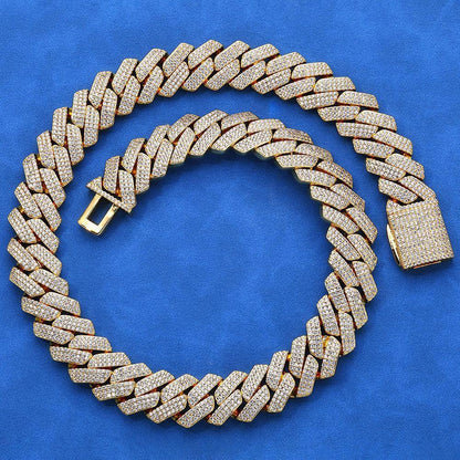 20mm Flip Clasp Triple Row Zircon Cuban Link Bracelet - CaratixJewelry