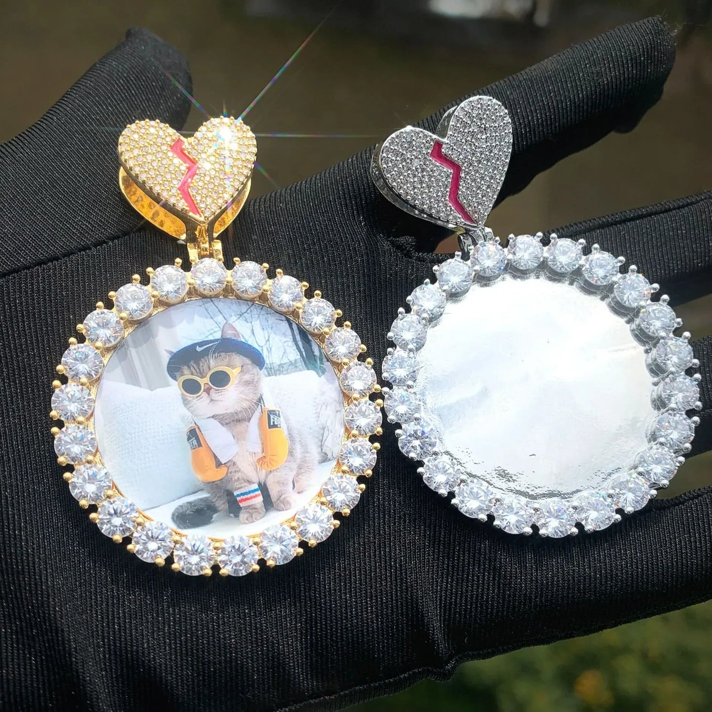 Custom Photo Pendant Necklace | Solid CZ Iced Out Hip Hop DIY Picture Jewelry - CaratixJewelry
