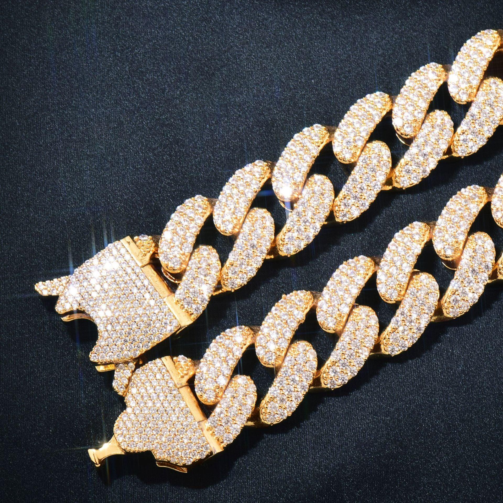 18mm Iced Out Gold Cuban Chain Necklace - CaratixJewelry