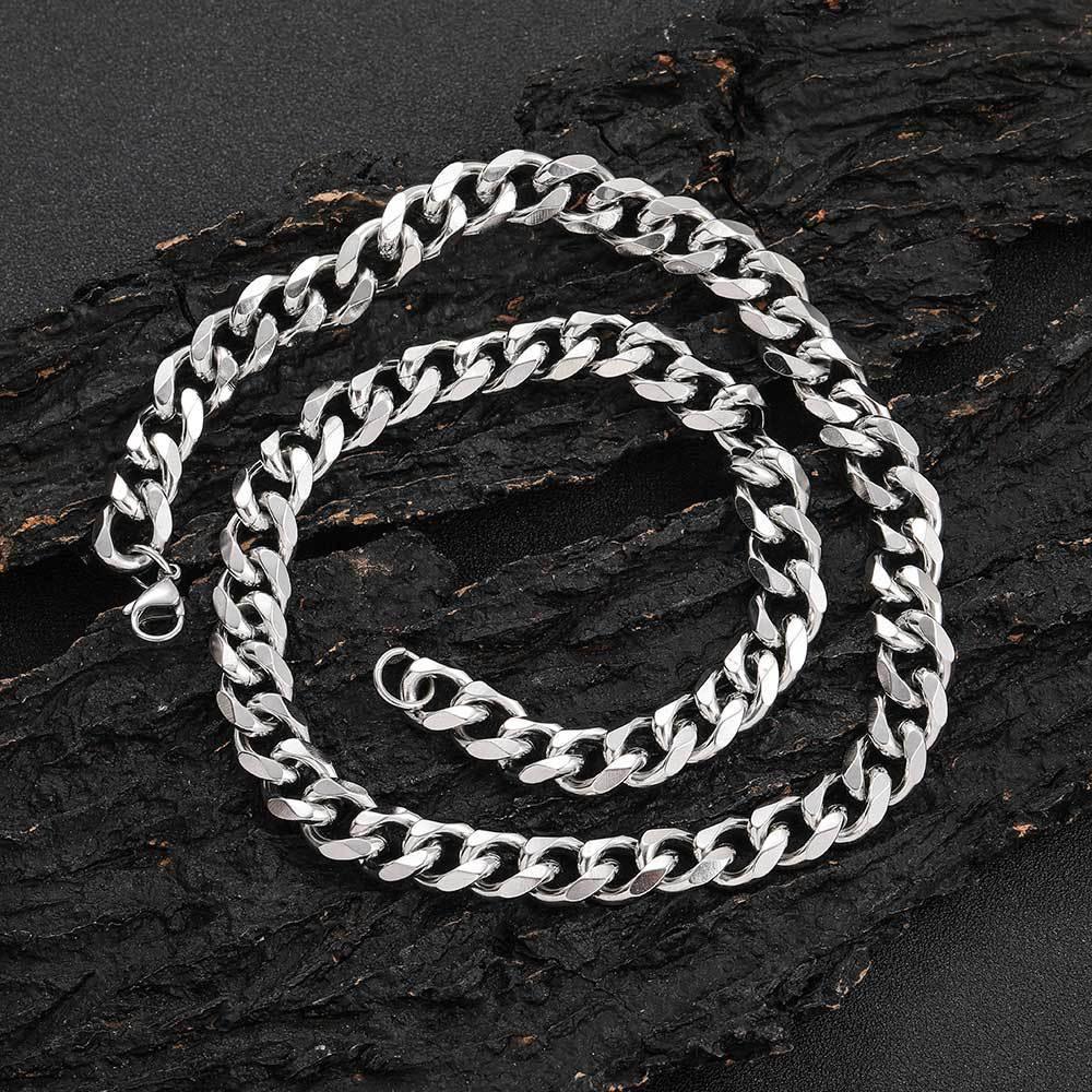 11mm Six-Sided Stainless Steel Cuban Chain Necklace for Men | Caratix Jewelry - CaratixJewelry