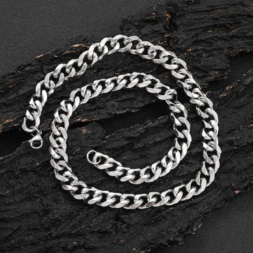 11mm Six-Sided Stainless Steel Cuban Chain Necklace for Men | Caratix Jewelry - CaratixJewelry