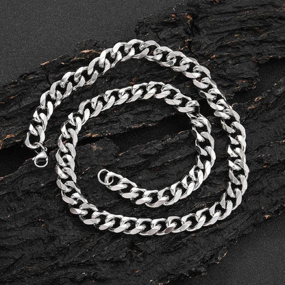 11mm Six-Sided Stainless Steel Cuban Chain Necklace for Men | Caratix Jewelry - CaratixJewelry