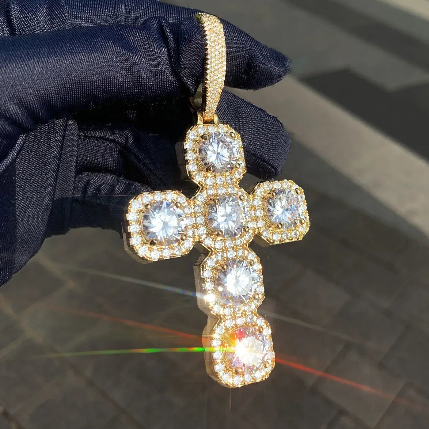 CZ Cross Pendant Necklace | Hip Hop Punk Streetwear Jewelry - CaratixJewelry