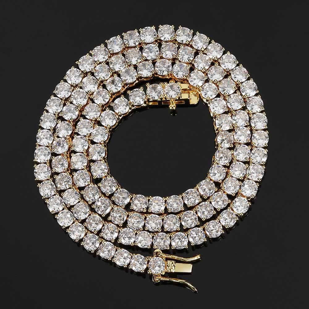 Custom 18K Gold Moissanite Tennis Chain | High-End Women's Hip Hop Bling | Caratix - CaratixJewelry