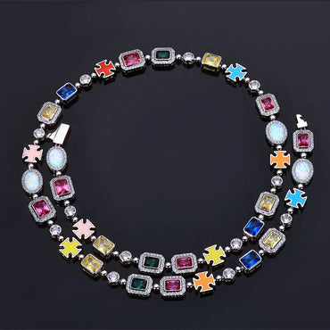Colorful Gemstone Necklace with Zircon for Men and Women | High-End Hip Hop Jewelry | Caratix Jewelry - CaratixJewelry