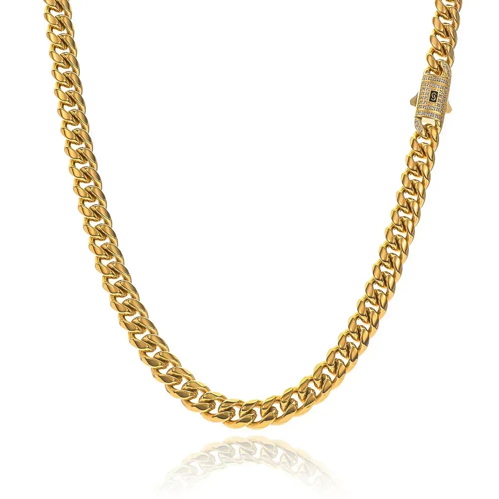 Polished Cuban Chain Necklace Stainless Steel Hip Hop Jewelry for Men | Caratix Jewelry - CaratixJewelry