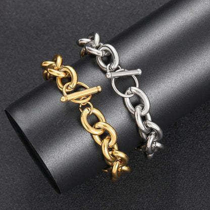 12mm Stainless Steel Cross and O-Link Bracelet - CaratixJewelry