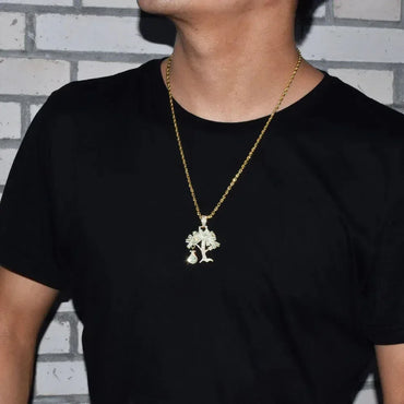 Men's Wealth Symbol Necklace | Premium Copper CZ Prosperity Jewelry - CaratixJewelry
