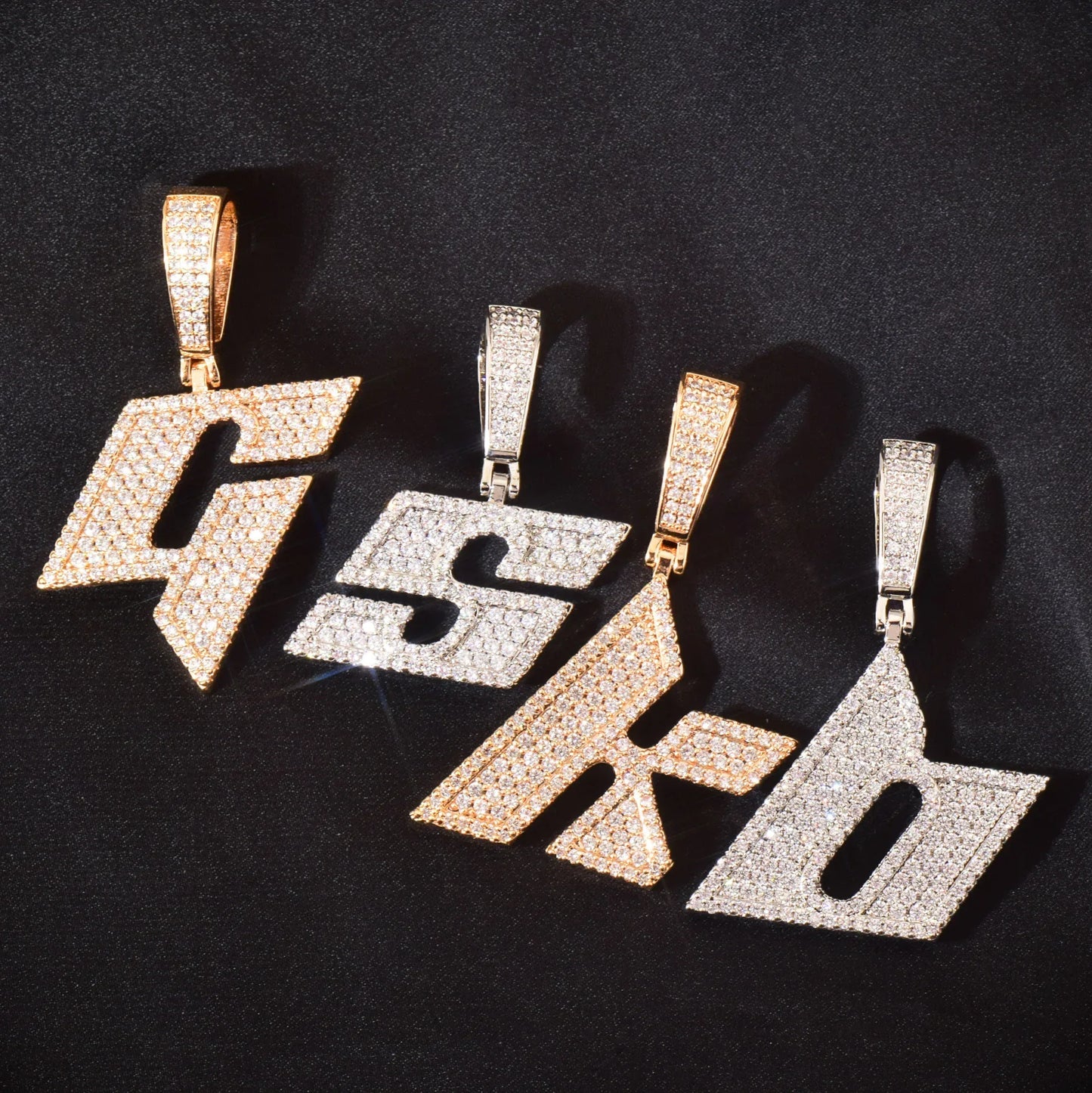 Iced Out Letter & Number Pendant | CZ Hip Hop Bling Fashion Necklace - CaratixJewelry