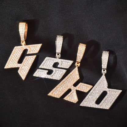 Iced Out Letter & Number Pendant | CZ Hip Hop Bling Fashion Necklace - CaratixJewelry