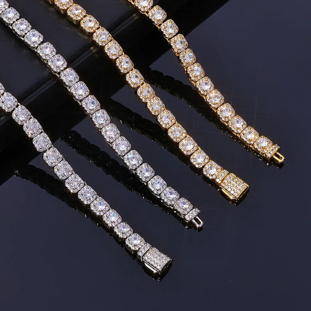 Custom 5mm S925 Silver Baguette Necklace | Flip-Clasp Hip Hop Bling for Women | Caratix - CaratixJewelry