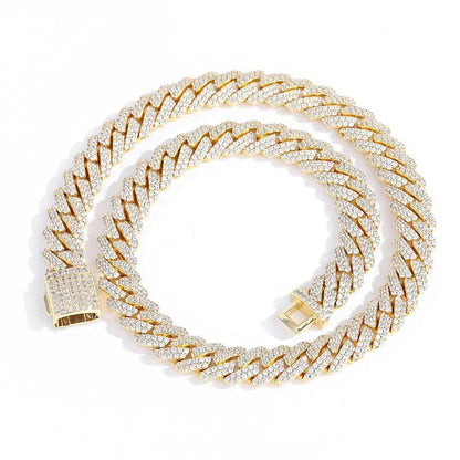 12mm Double-Row Moissanite -Cut Cuban Link Chain for Men – S925 Sterling Silver Custom Luxury Hip Hop Necklace - CaratixJewelry