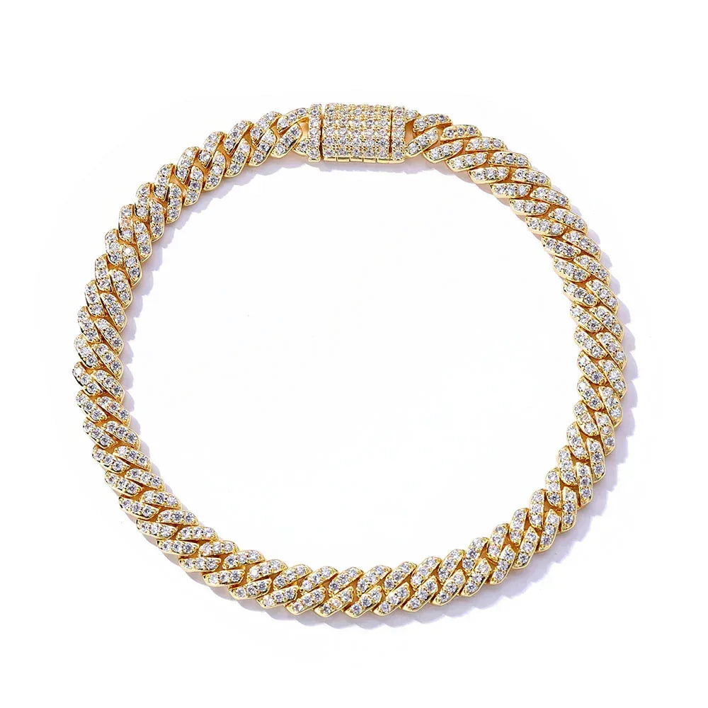 6mm Single Row Zircon Cuban Link Bracelet Luxury Hip Hop Jewelry - CaratixJewelry